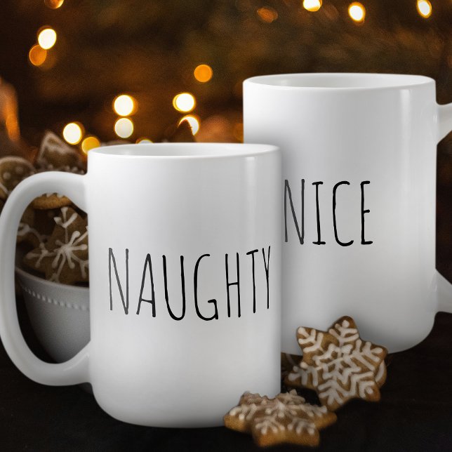 ‘NAUGHTY or NICE’ Customizable Word Chic Modern  Coffee Mug (Creator Uploaded)
