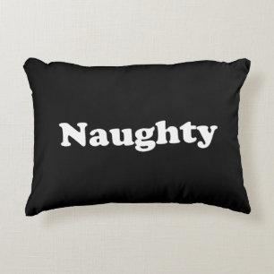 Naughty or Nice, double sided, black white Accent Pillow