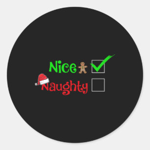 Naughty Or Nice Family Matching Christmas For Kids Classic Round Sticker