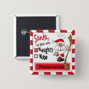 Naughty or Nice Funny Christmas 2 Inch Square Button