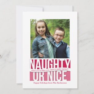 Naughty or Nice Funny Holiday Square Photo Card