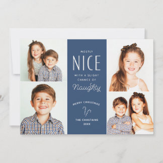Naughty or Nice Funny Kids Photo Christmas Cards