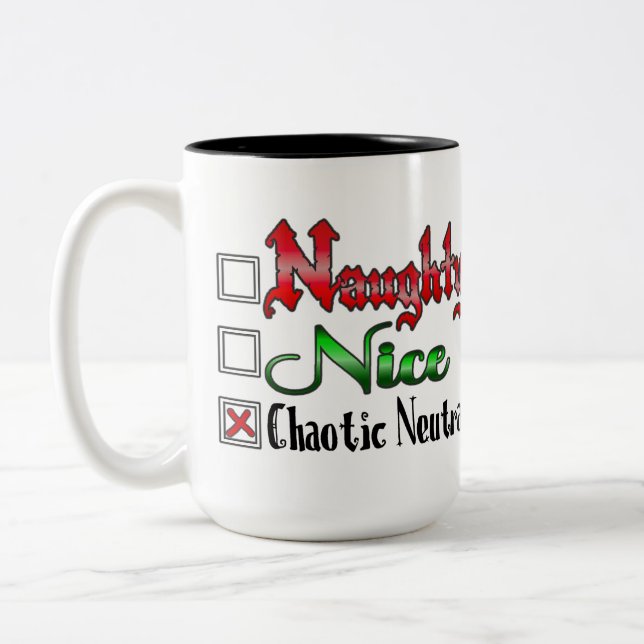 Naughty Or Nice Gamers Edition White Two-Tone Coffee Mug (Left)