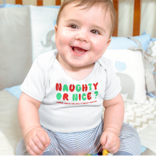 Naughty or Nice Holiday Festive Funny Christmas Baby Bodysuit