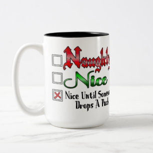 Naughty Or Nice Ice Hockey Fan Edition White Two-Tone Coffee Mug