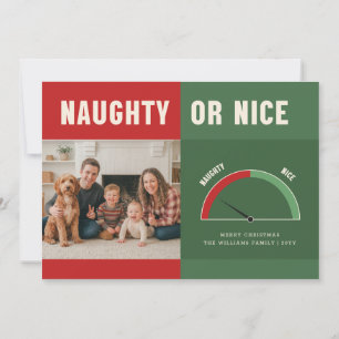 Naughty Or Nice Kids Family Photo Christmas Holiday Card