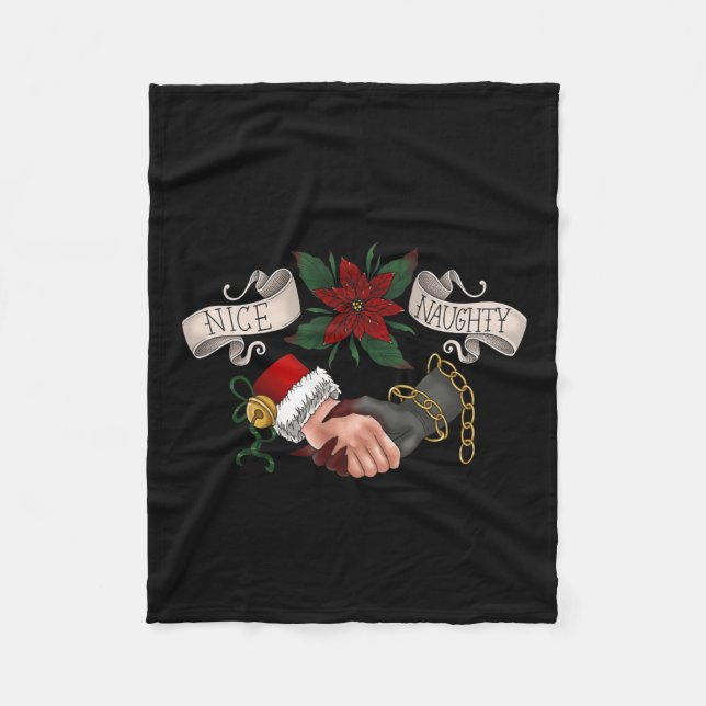 Naughty Or Nice Krampus And Santa Christmas 1  Fleece Blanket (Front)