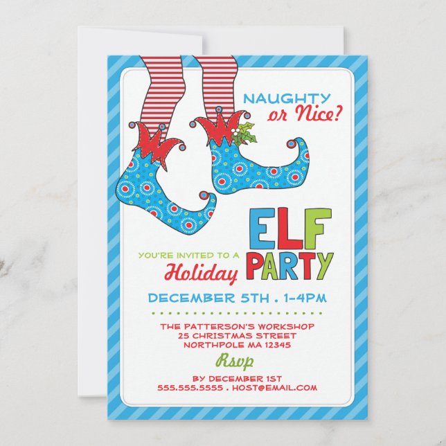 Naughty or Nice Magic Elf Holiday Party Invitation (Front)