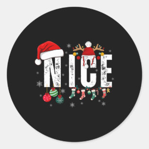Naughty Or Nice Matching Christmas Couples Costume Classic Round Sticker