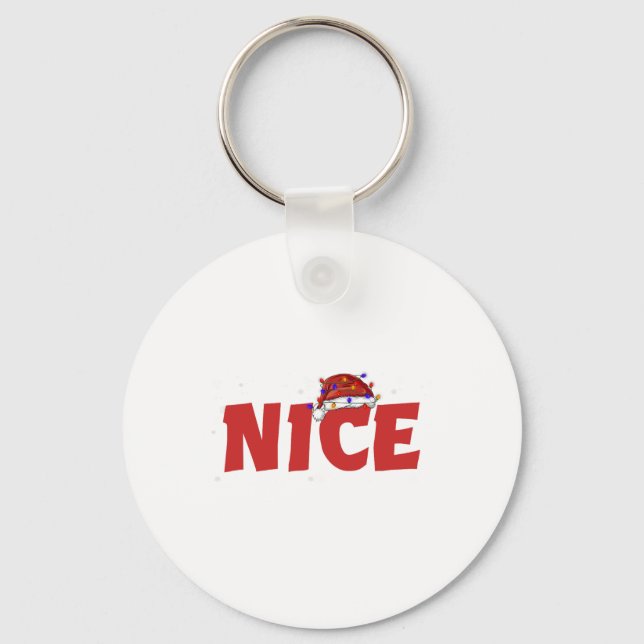 Naughty Or Nice Matching Christmas Couples Costume Keychain (Front)