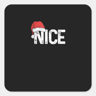 Naughty Or Nice Matching Christmas Funny Design Square Sticker