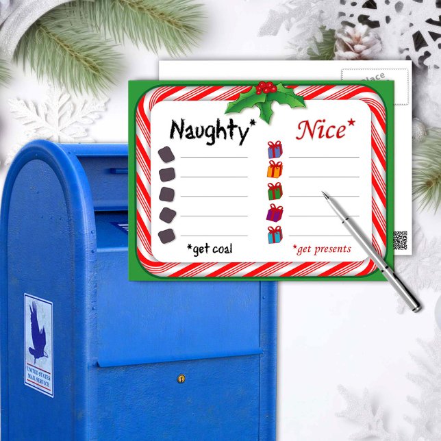 Naughty or Nice Postcard (Naughty and Nice Postcard.
The Naughty get coal. Nice ones get presents. )