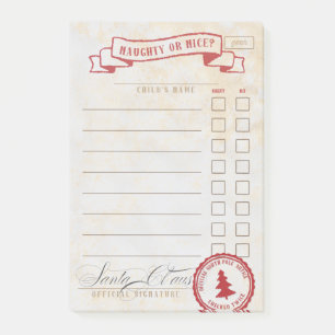 Naughty or Nice Santa Claus Checklist Post-it Notes