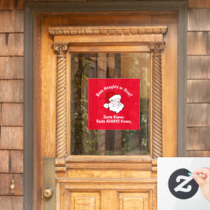 Naughty or Nice Santa Red Window Cling