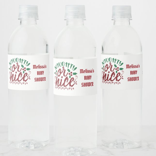 Naughty or nice Santa's letter north pole  Water Bottle Label (Creator Uploaded)