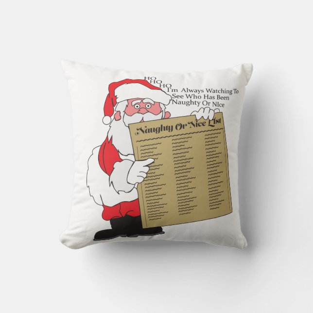 Naughty or Nice Santa's list Pillow (Front)