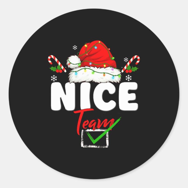 Naughty Or Nice Team Matching Christmas Pajama Men Classic Round Sticker (Front)