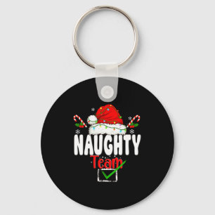 Naughty Or Nice Team Matching Christmas Pajama Men Keychain