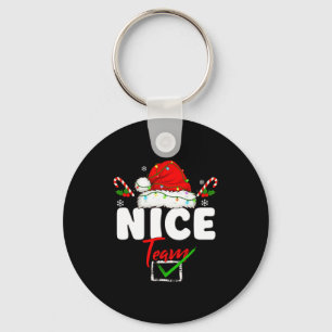Naughty Or Nice Team Matching Christmas Pajama Men Keychain