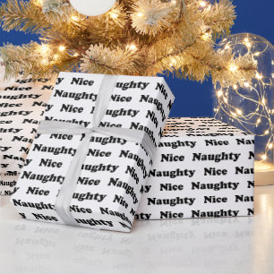 Naughty or nice white black modern funny cute wrapping paper