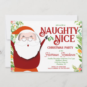Naughty ou gentil Invitation de fête de Noël