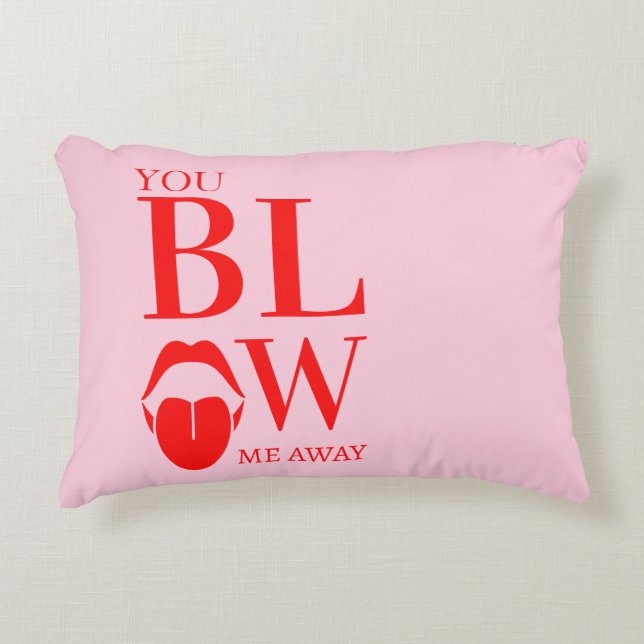 Naughty Pink Red Valentines Day Card Accent Pillow (Front)