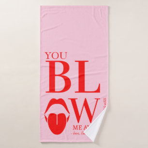 Naughty Pink Red Valentines Day Card Bath Towel Set