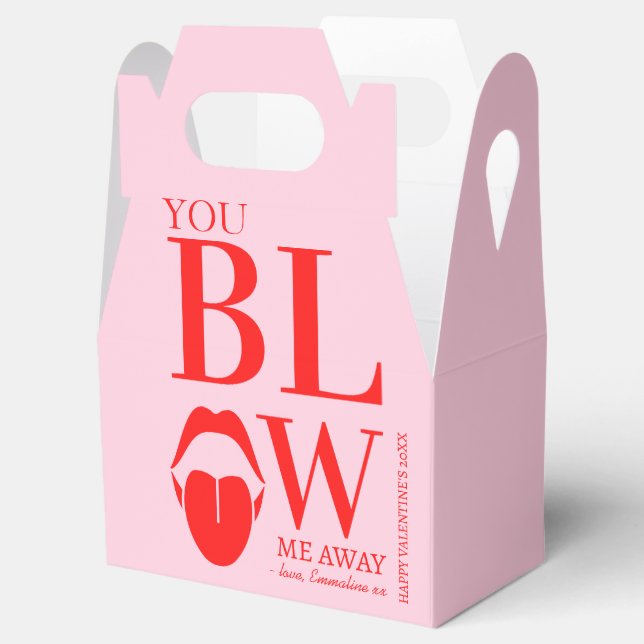 Naughty Pink Red Valentines Day Card Favor Box (Opened)