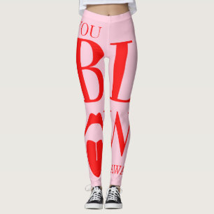 Naughty Pink Red Valentines Day Card Leggings