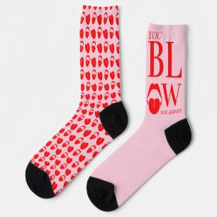Naughty Pink Red Valentines Day Card Socks