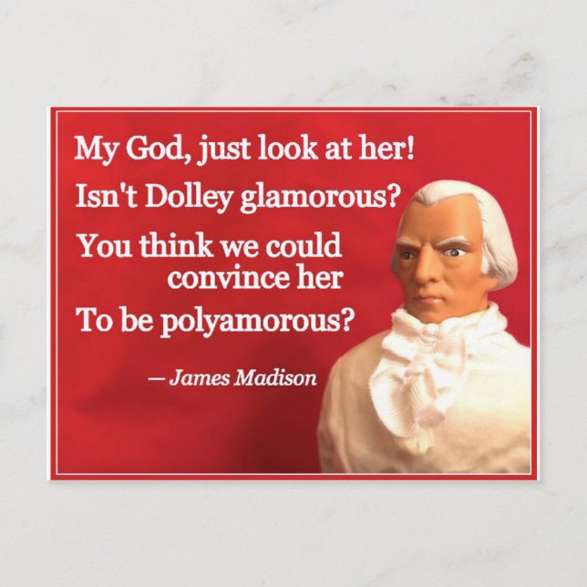 Naughty Presidential Valentine: James and Dolley Holiday Postcard (Front)