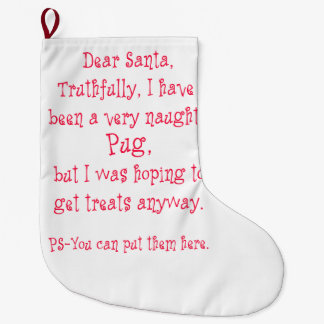 Naughty Pug Large Christmas Stocking