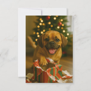 Naughty Puggle Christmas Card