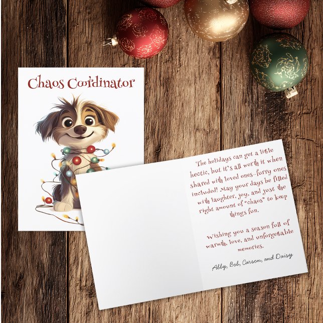 Naughty Puppy Christmas Chaos Coordinator Holiday Card (Creator Uploaded)