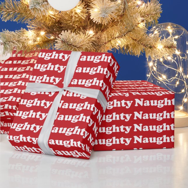Naughty red & white pattern funny cute gift  wrapping paper (Holidays)