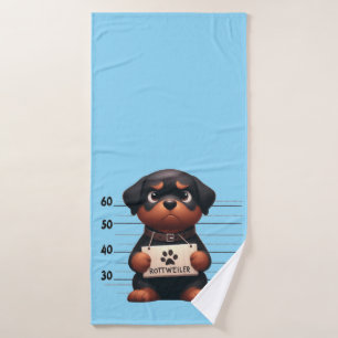 Naughty Rottweiler Bath Towel