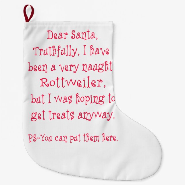 Naughty Rottweiler Large Christmas Stocking (Front)