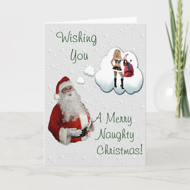 Naughty Santa Naugty Christmas Holiday Card (Front)