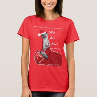 Naughty Santa Pinup Joke Ladies Christmas T-shirt
