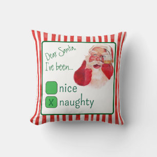 Naughty Santa Throw Pillow