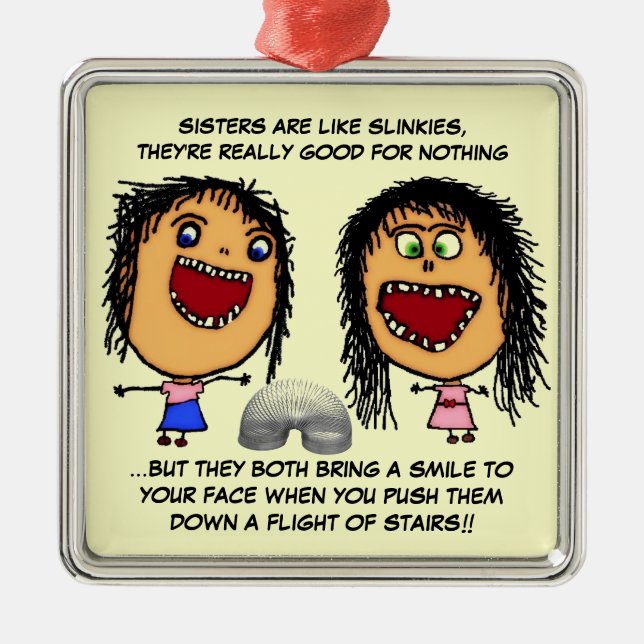 Naughty Sisters Metal Ornament (Front)