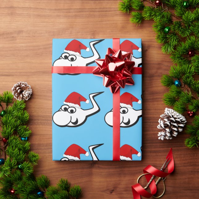 Naughty Sperm With Santa Hat Wrapping Paper (Holiday Gift)