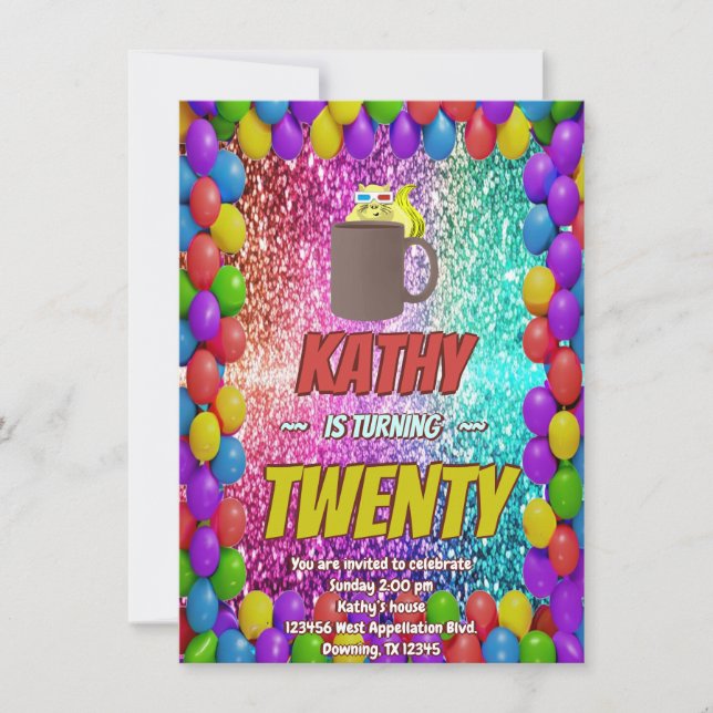 Naughty Squirrel Café Anniversaire Invitation de f (Devant)