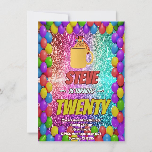 Naughty Squirrel Coffee Birthday Party Invite (Front)