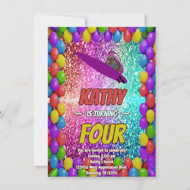 Naughty Squirrel Fun Birthday Cheeky party invite (Front)