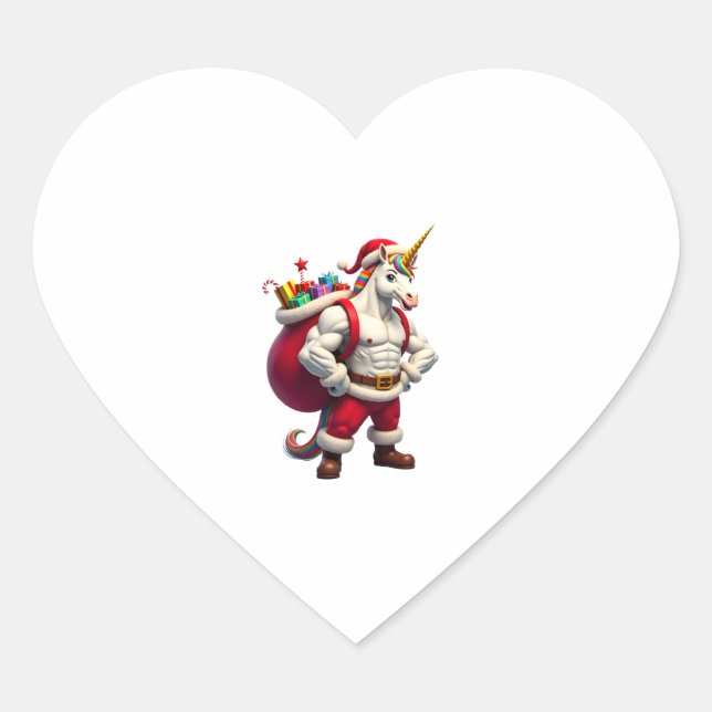 Naughty Unicorn Pun Funny Family Christmas Morning Heart Sticker (Front)