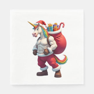 Naughty Unicorn Pun Funny Family Christmas Morning Napkin