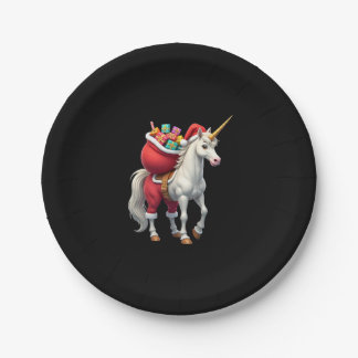 Naughty Unicorn Pun Funny Family Christmas Morning Paper Plate