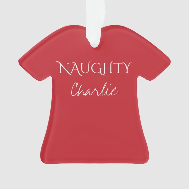 Naughty vs. Nice custom name ornament (Front)