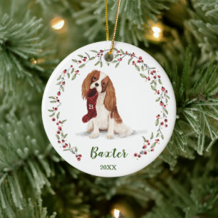 Naughty Watercolor Spaniel Dog Photo Memory Ceramic Ornament